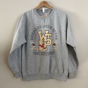 Disney Men's Winnie the Pooh Bear Collegiate Sweatshirt Athletic Heather Med